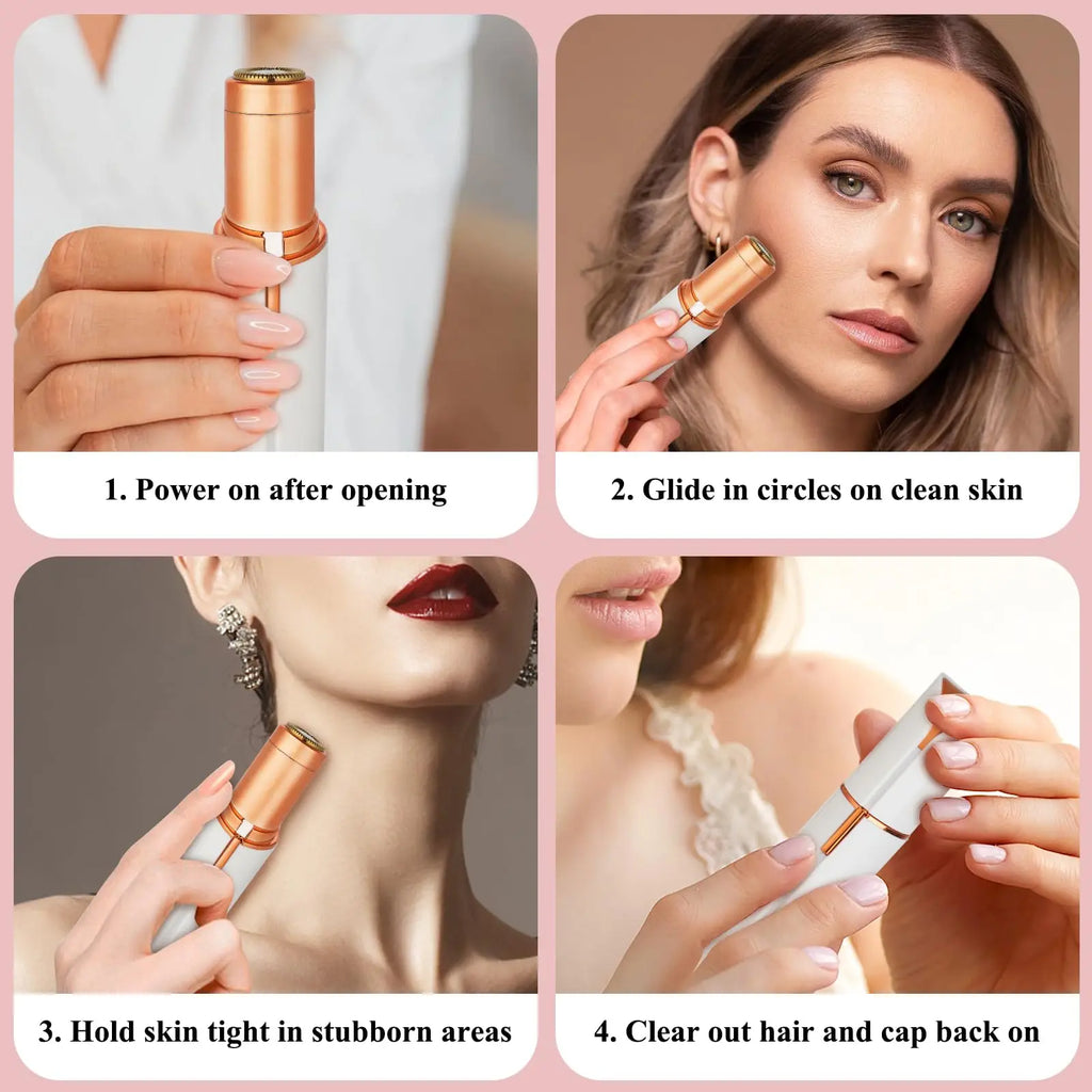 Depiladora Eléctrica Indolora para Mujeres con Luz LED – Removedor de Vello Facial Portátil