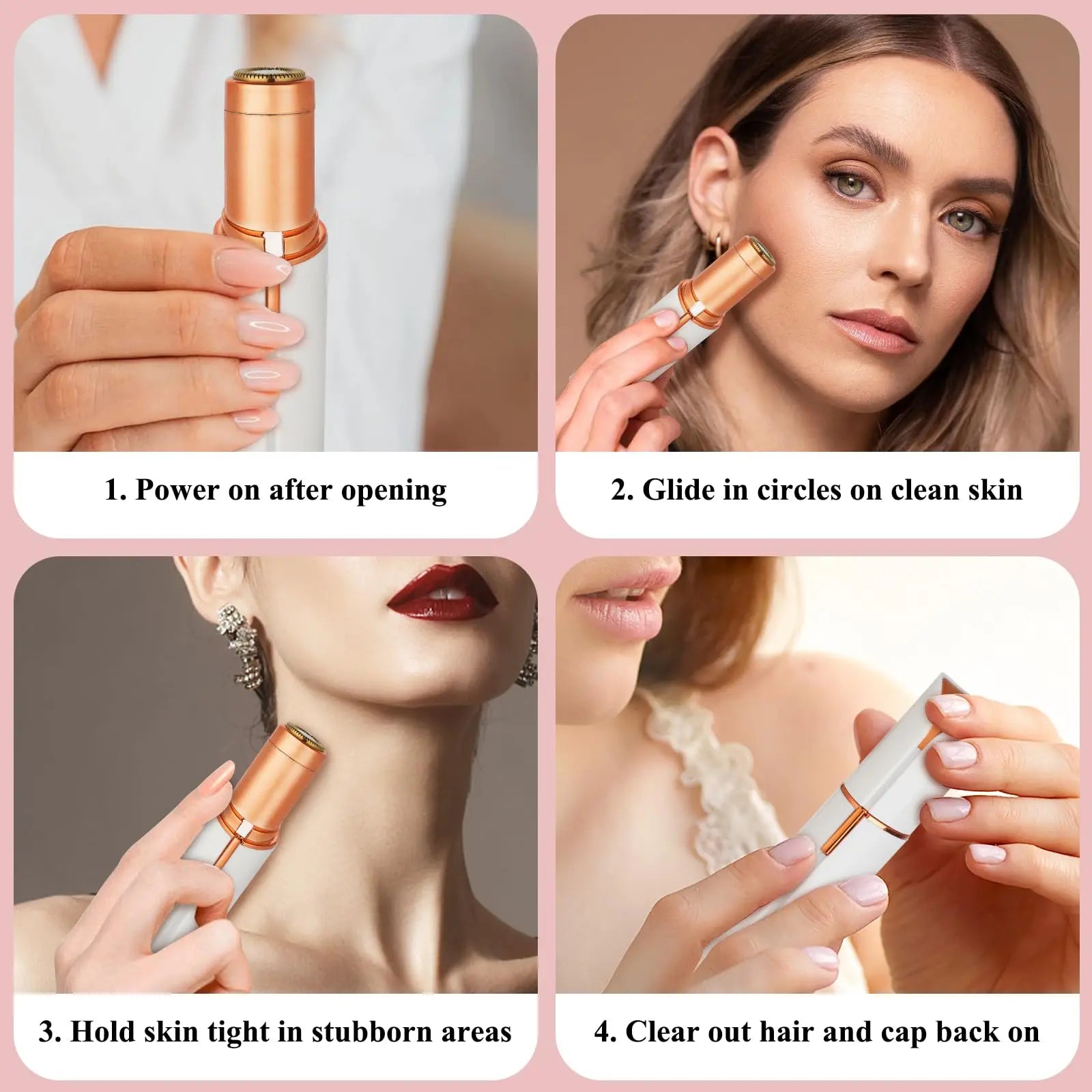 Depiladora Eléctrica Indolora para Mujeres con Luz LED – Removedor de Vello Facial Portátil